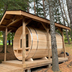 Canadian Timber Tranquility Barrel Sauna with Porch