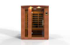 Golden Designs Ultra Low EMF 3-Person Dynamic "Lugano Elite" FAR Infrared Sauna with Hemlock Wood | Model: DYN-6336-02 Elite