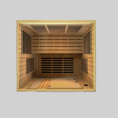 Golden Designs Ultra Low EMF 3-Person Dynamic "Lugano Elite" FAR Infrared Sauna with Hemlock Wood | Model: DYN-6336-02 Elite