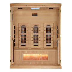 Golden Designs 2025 Reserve Edition GDI-8030-03 3-Person Full Spectrum PureTech Near Zero EMF FAR Infrared Sauna with Himalayan Salt Bar