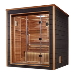 Golden Designs "Drammen" 3-Person Outdoor-Indoor Traditional Steam Sauna (GDI-8203-01) - Canadian Red Cedar Interior