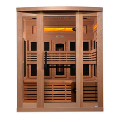 Golden Designs Near Zero EMF 3-Person Full Spectrum PureTech™ Infrared Sauna with Himalayan Salt Bar | Model: GDI-8230-01