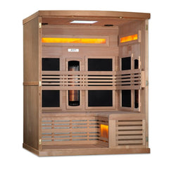 Golden Designs Near Zero EMF 3-Person Full Spectrum PureTech™ Infrared Sauna with Himalayan Salt Bar | Model: GDI-8230-01